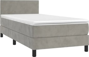 Jasnoszare tapicerowane łóżko z materacem 90x200 F1-Z49