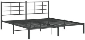 Czarne metalowe łóżko małżeńskie 180x200 cm - Laxo