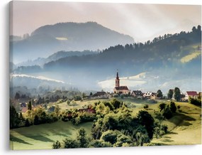 Obraz - wieś we mgle (70x50 cm)