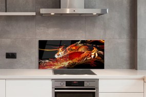 Szklany Panel Smok Zionący Żywym Ogniem