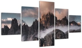 Obraz - Włoskie Dolomity ukryte we mgle (125x70 cm)