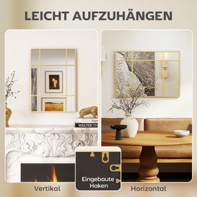 HOMCOM Lustro ścienne, dekoracyjne lustro z metalową ramą, złote paski, wielowarstwowe szkło, 50B x 2T x 70H cm | Aosom PL