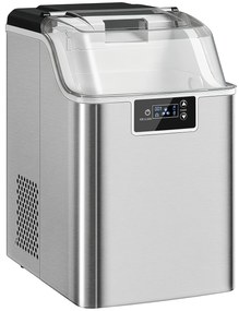 HOMCOM Kostkarka do lodu, dozownik kostek lodu, maszyna do lodu, 20 kg/24h kostkarka z 2,1 l zbiornikiem, Srebrny
