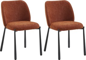 Zestaw 2 krzeseł z teksturowanej tkaniny i czarnego metalu - Terracotta - JIZAK