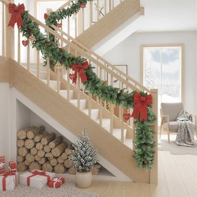 HOMCOM 1,8 m sztuczna girlanda świąteczna dekoracja z 162 końcówkami, 8 szyszkami, zielona | Aosom PL