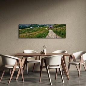 Obraz - Krajobraz górski z domami (170x50 cm)