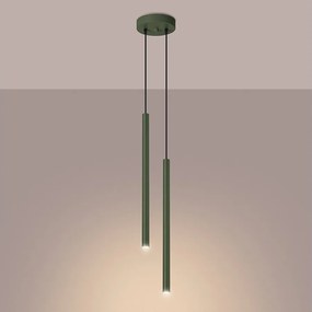 Lampa wisząca nowoczesny Brill, stal - 2 źródło światła 3000K - L.15 x H.104 cm - zielony oliwkowy