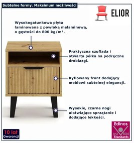 Szafka nocna na nóżkach dąb artisan - Henex 3X