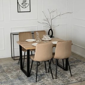 Krzesło Tapicerowane do Jadalni IBIS Beżowe Welurowe Nowoczesne Loft