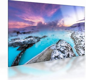 Obraz na szkle - Błękitna laguna na Islandii (70x50 cm)
