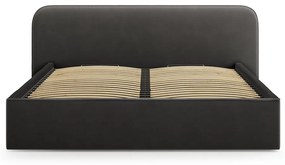 Czarne tapicerowane łóżko dwuosobowe ze schowkiem i stelażem 140x200 cm Elizabeth – Micadoni