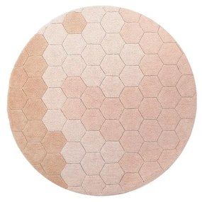 Jasnoróżowy bawełniany okrągły dywan tkany ręcznie odpowiedni do prania ø 140 cm Honeycomb Rose – Lorena Canals