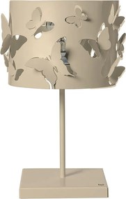 Lampa stołowa Farfallosa 20x20x37 cm z perforowanego żelaza, motywy motyli, dekoracyjny efekt światła, E27, made in Italy, kremowa