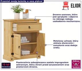 Skandynawska Szafka Łazienkowa Z Drewna Sosnowego K0-P87