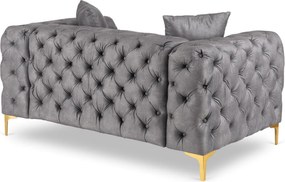 Sofa SORRENTO 2S Dwuosobowa Szara Welurowa Nowoczesna Glamour