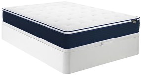 Zestaw 140 x 190 cm stelaż ze skrzynią biały + materac o grub. 24 cm ze sprężynami kieszeniowymi i zintegrowaną nakładką - ALTIER marki YSMÉE