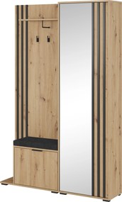 Masseno Garderoba NELIANA 131/192/40 cm do Przedpokoju Nowoczesna Dąb Artisan