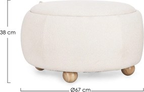 Kremowy puf z materiału bouclé Irisha – Bizzotto