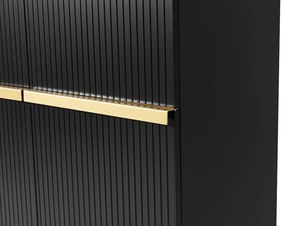 Komoda wysoka Nicole 100 cm - czarny mat / złote nóżki