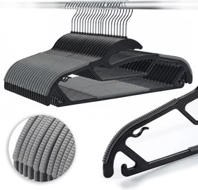 Zestaw wieszaków z antypoślizgową nakładką SOFTY 20 szt. czarno-szare