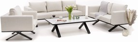 zestaw mebli ogrodowych nowoczesnych luksusowych aluminiowych - MARABELLA - beżowy z blatem HPL CARRARA BIANCO