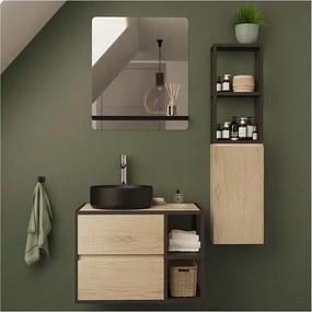 Zestaw pod umywalkę 70 cm, pojedyncza umywalka + umywalka + lustro + kolumna EDISSON