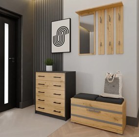 Szafka na buty antracyt + dąb artisan K7-D83