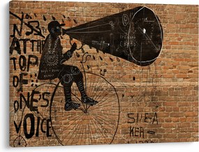 Obraz - Mężczyzna na rowerze w stylu Banksy (70x50 cm)