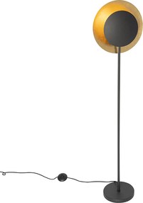 Lampa podłogowa art deco czarna ze złotem - Emilienne