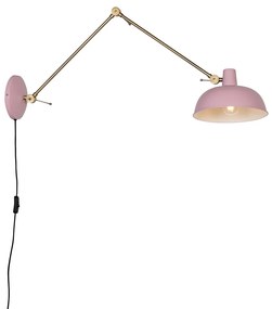 Retro Lampa ścienna różowa z brązem - Milou Retro Oswietlenie wewnetrzne