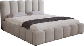 Łóżko tapicerowane 160x200 Florent - łóżko z pojemnikiem i stelażem - welur, jasny szary (Magic Velvet 2218)