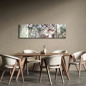 Obraz kwiatów na drewnianym kole (170x50 cm)