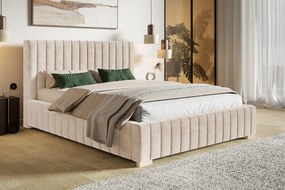 Łóżko tapicerowane ze stelażem i pojemnikiem PETRA PREMIUM
