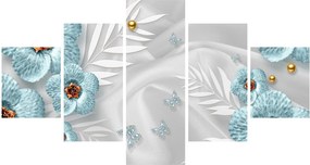 Obraz - 3D niebieskie kwiaty (125x70 cm)