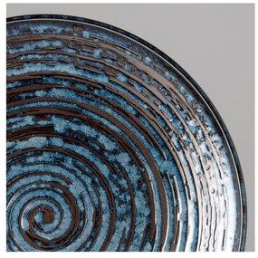 Niebieski talerz ceramiczny MIJ Copper Swirl, ø 25 cm