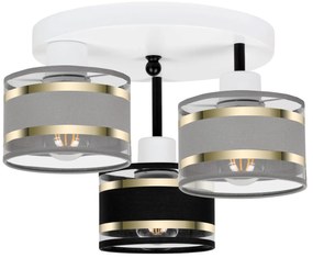 Lampa sufitowa biała trzypunktowa z szaro-czarnymi abażurami T-3030WE-