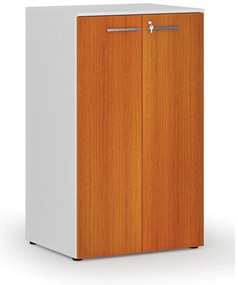 Szafa biurowa z drzwiami PRIMO WHITE, 3 półki, 800 x 640 x 1335 mm, biały/wiśnia