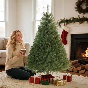 HOMCOM Sztuczna Choinka 150 cm ze składanymi gałęziami, metalowy stojak, wszechstronny, Zielony | Aosom PL