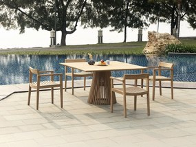 Stół ogrodowy jadalniany z drewna tekowego dł. 135 cm - Naturalny jasny - TRIANI marki MYLIA