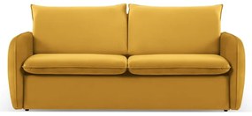 Musztardowa aksamitna rozkładana sofa 194 cm Vienna – Cosmopolitan Design