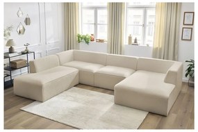 Beżowy narożnik modułowy z materiału bouclé (lewostronny/w kształcie litery U) Megeve – Bobochic Paris