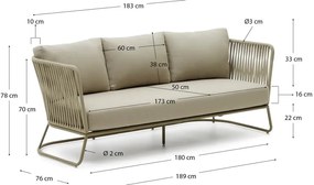 Stalowa sofa ogrodowa w kolorze khaki Saconca – Kave Home