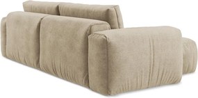 Jasnobrązowy rozkładany narożnik z tkaniny szenilowej (lewostronny/z szezlongiem) Kuki – Makamii