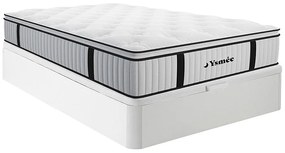 Zestaw 140 x 200 cm stelaż z białą skrzynią + materac ze sprężynami kieszeniowymi i zintegrowaną nakładką grub. 28 cm - AMERICAN DREAM marki YSMÉE