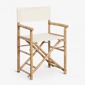 Składane Krzesło Reżyserskie Z Bambusa Do Ogrodu Woody Biała - Sklum
