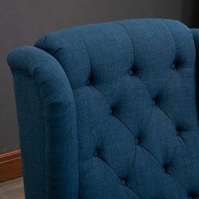 HOMCOM Fotel uszak elegancki niebieski solidne wypełnienie zdejmowana tapicerka 74x86x102 cm | Aosom PL