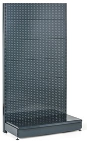 Regał sklepowy jednostronny, ścianki perforowane, 1600 x 1000 x 450 mm, podstawowy, antracyt