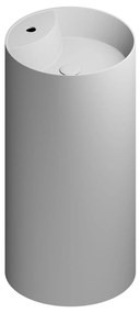 Umywalka z konglomeratu wolnostojąca okrągła szara matowa 87 x 44 cm KALMI GREY MATT z otworem na baterię : Podłączenie syfonu - Do ściany