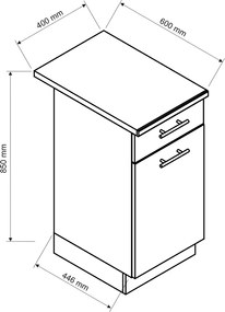 Zestaw 7 szafek kuchennych 240 cm grafit mat - Yuna 5X