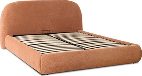 Łóżko Tapicerowane 160x200 cm ROSSO ze Stelażem i Pojemnikiem Dwuosobowe Boucle Rude